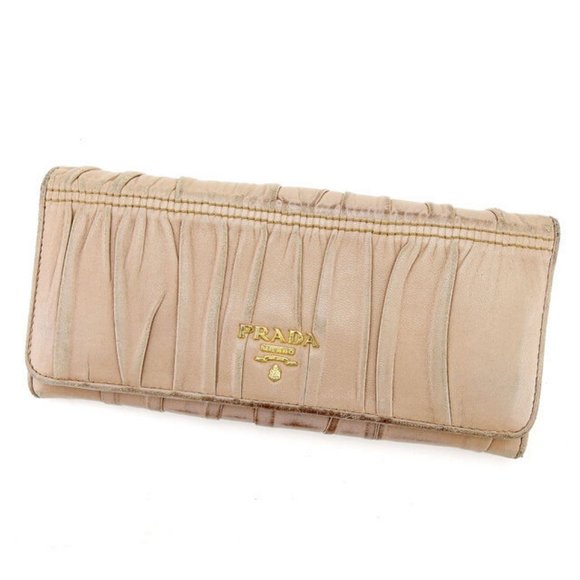 Prada Wallet Purse zipper wallet Beige Woman Authentic Used - Picture 1 of 6